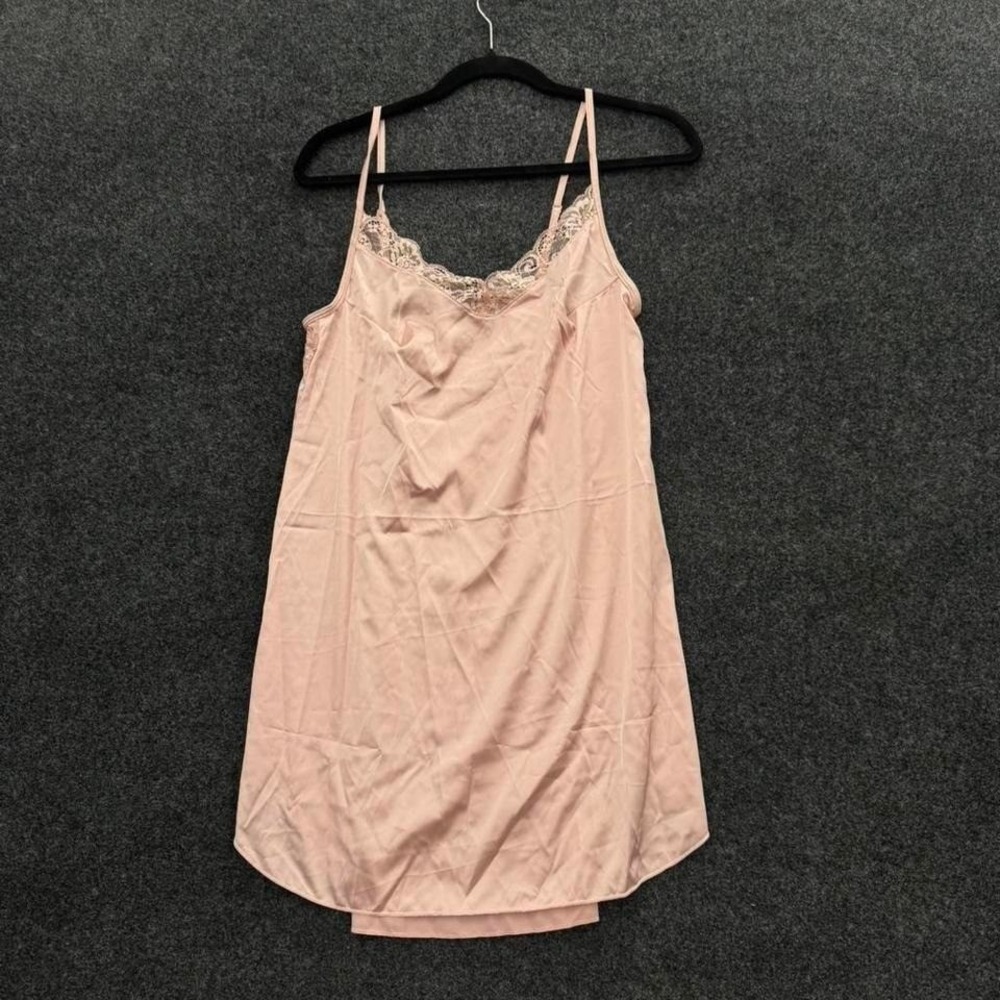 Avidlove Pink Satin Lace Cami Slip dress Womens Large Y2K Lingerie